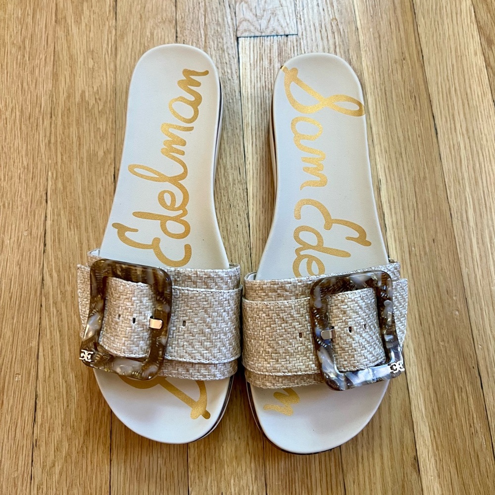 Sam Edelman Beige Sandals with Tortoise Buckle